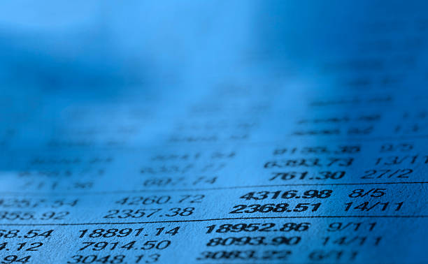 Close-up of stock market data list stock photo