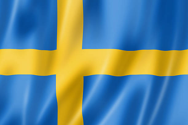 close-up of the blue and yellow swedish flag - swedish flag bildbanksfoton och bilder