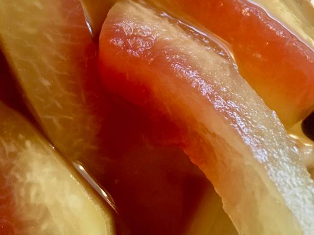 A Close-up of Watermelon Rind Pickles stock photo