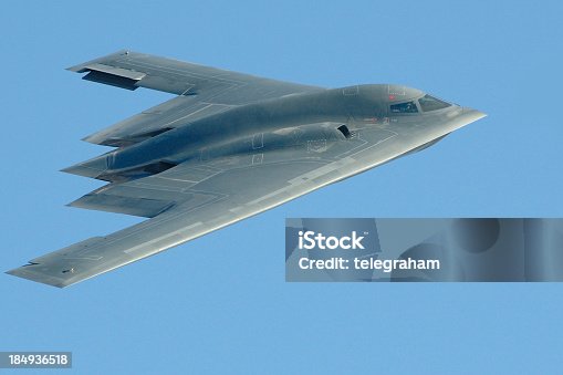 istock Close-up photo of a B-2 stealth bomber in flight 184936518