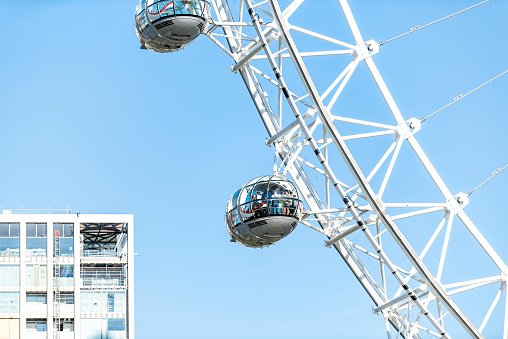 Closeup View Of London Eye Capsule With Tourists Inside ...