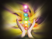 istock Closeup view of woman and chakra points. Healing energy 1338834045