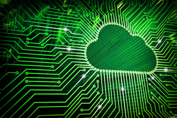 Cloud computing and network security technology concept stock photo