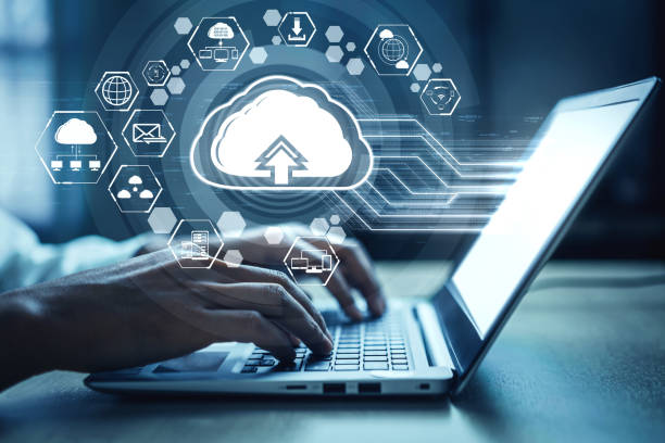 cloud computing technology and online data storage for business network concept. - cloud imagens e fotografias de stock