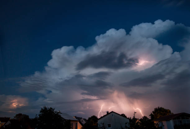 Cloud with thunder lightning stock photo