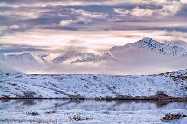 Cloudy mountains in ANWR stock photo