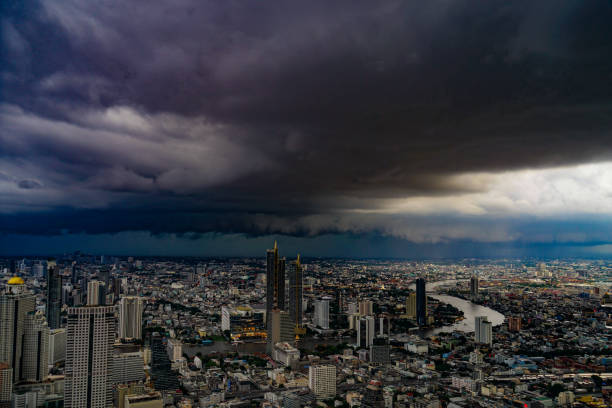 Cloudy sky and Bangkok city (Thailand) stock photo