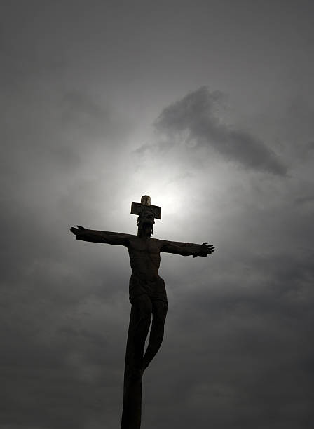 Cloudy Sky and Cross  good friday stock pictures, royalty-free photos & images