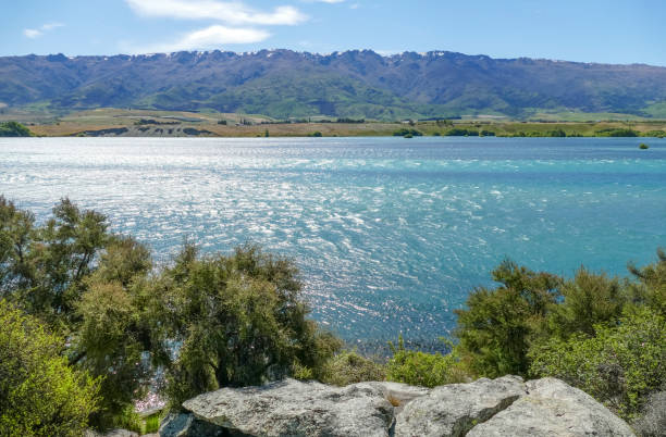 Clutha River in New Zealand stock photo