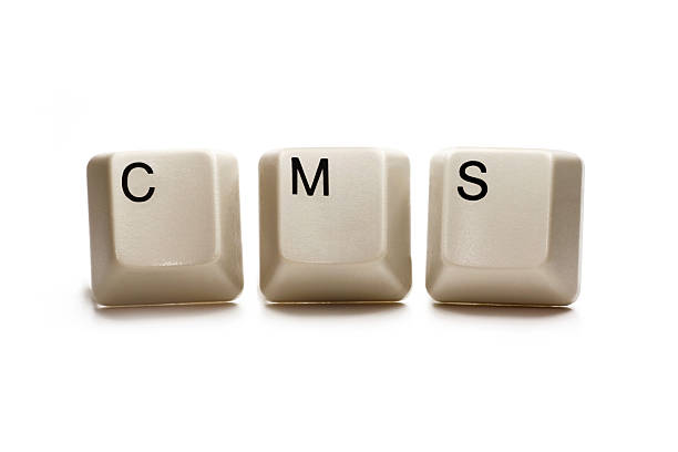 cms content management system - written with computer keys, isolated...
