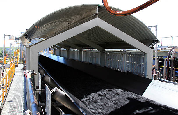 Coal on a Conveyer Belt stock photo