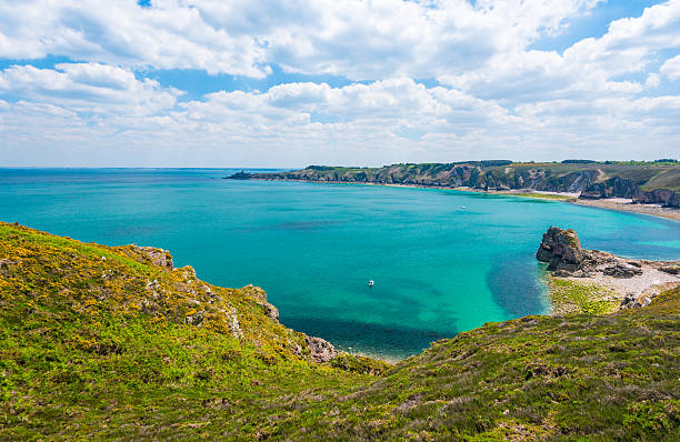Coast in Britanny, France Beautiful coastline in Britanny (Bretagne), France, during summer sunny day manche stock pictures, royalty-free photos & images