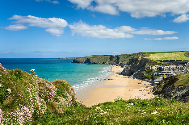 Coast of Cornwall on a Clear Spring Day stock photo