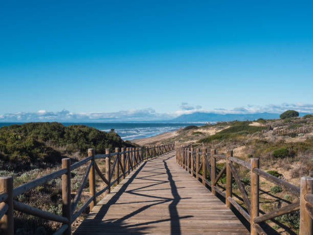 Coastal path of Cabopino in Marbella, Costa del Sol, Andalucia Spain Coastal path of Cabopino in Marbella, Costa del Sol, Andalucia Spain marbella stock pictures, royalty-free photos & images