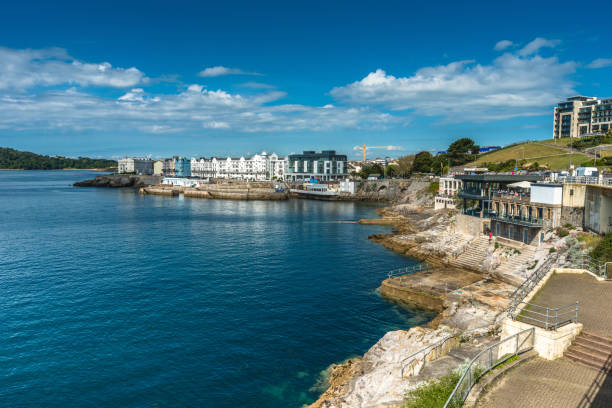 Coastal views out to Plymouth sound stock photo