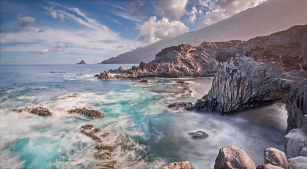 Coastline near Charco los Sargos at El Hierro, Canary Islands stock photo