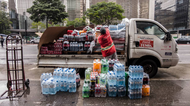 FEMSA Coca-Cola beverage distribution truck parked stock photo