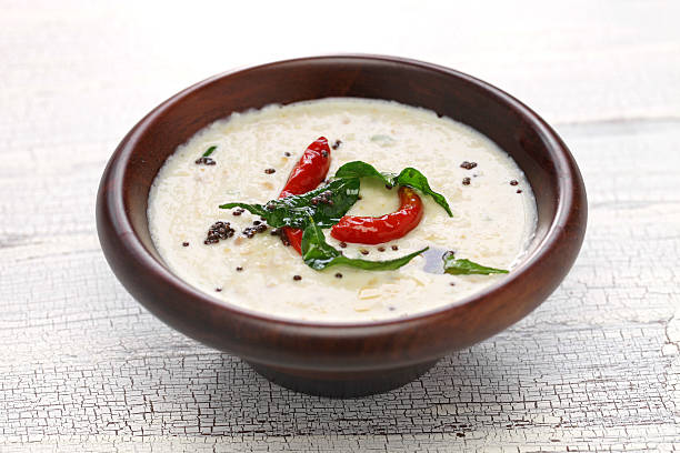 coconut chutney, indian food homemade coconut chutney, indian food chutney stock pictures, royalty-free photos & images