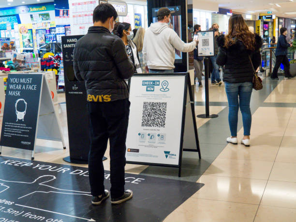 QR Code check in system at Chadstone Shopping Centre stock photo