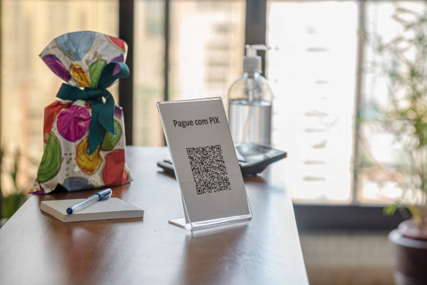 QR Code indication available for payment with new Instant Payment mode - "PIX" stock photo