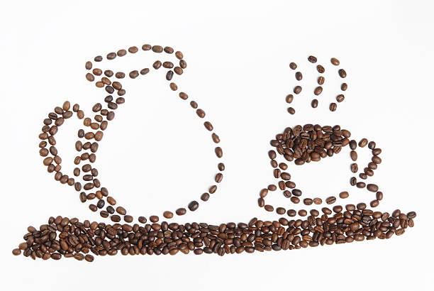 Coffe beans drawing stock photo