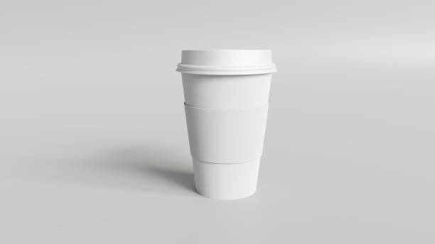 コーヒーカップモックアップ3dレンダリング - 袖 ストックフォトと画像