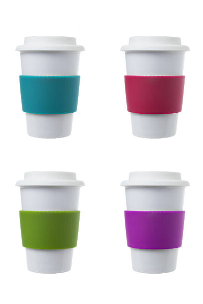 Coffee cup with silicone holder stock photo
