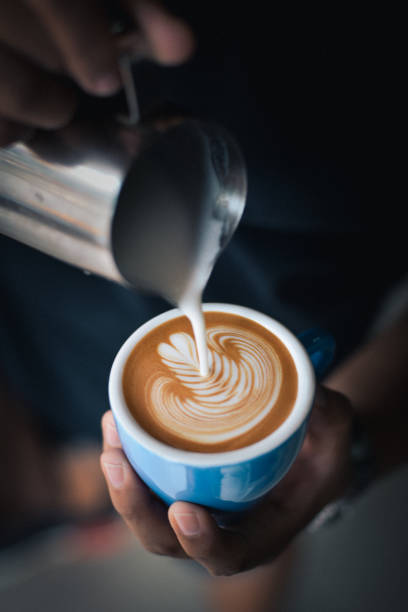 coffee latte art make by barista stock photo