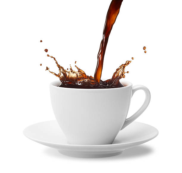 coffee splash pouring a cup of coffee creating splash pouring stock pictures, royalty-free photos & images