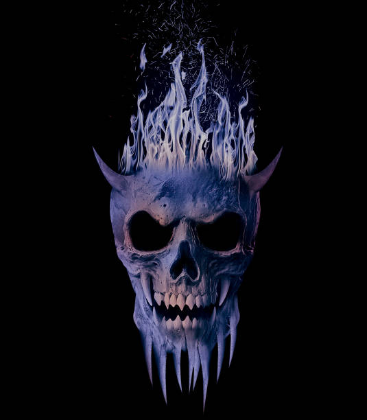 Cold blue skull stock photo