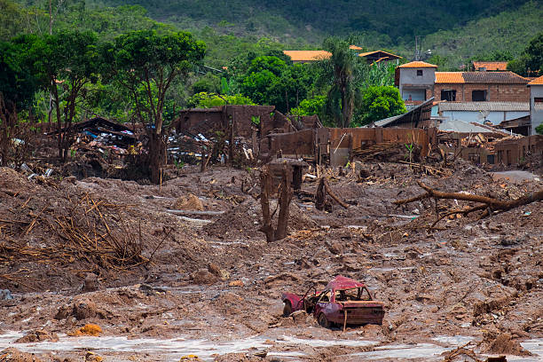 Collapse of Fundao mining dam in Mariana stock photo