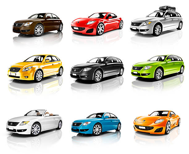 Collection of 3D Cars Isolated Collection of 3D Cars Isolated hatchback stock pictures, royalty-free photos & images