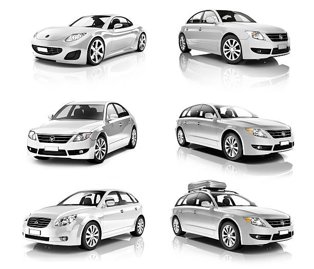 3D Collection of Luxury Silver Sports Car 3D Collection of Luxury Silver Sports Car hatchback stock pictures, royalty-free photos & images