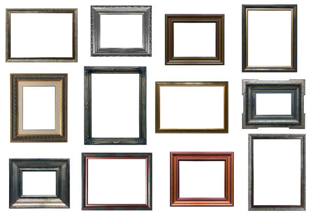 Collection of various antique frames on white background Collection of various antique frames on white background brass photos stock pictures, royalty-free photos & images