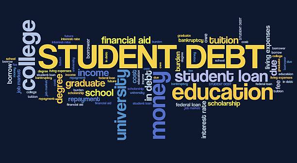 College debt Student debt - college education loan word collage. student debt stock pictures, royalty-free photos & images