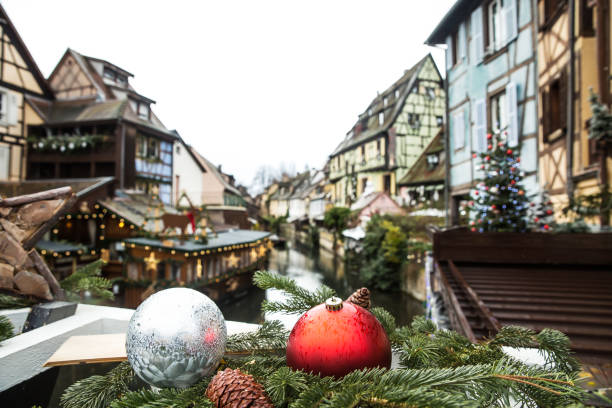 Colmar, Alsace, France. Petite Venice for christmas . stock photo