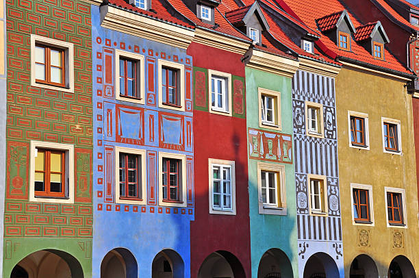 Coloful houses of Poznan Coloful houses of Poznan central square, Poland poznan stock pictures, royalty-free photos & images