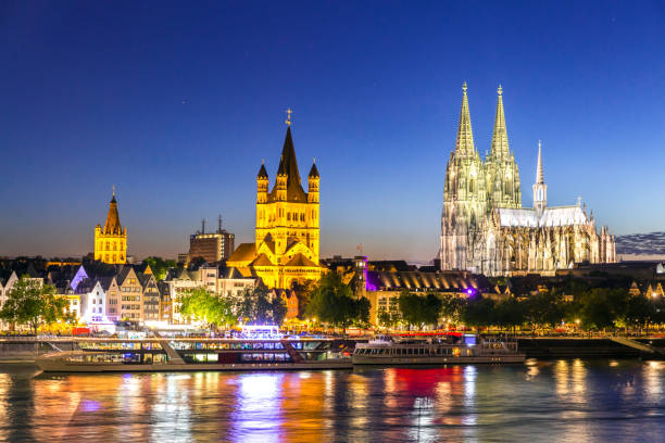 Cologne Cathedral River Rhine stock photo