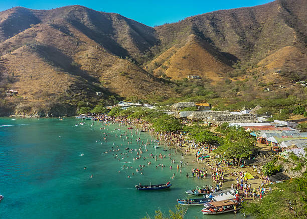 Colombia Taganga Bay Aerial View stock photo