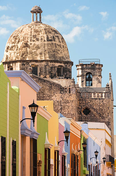 Colonial architecture in Campeche (Mexico) stock photo