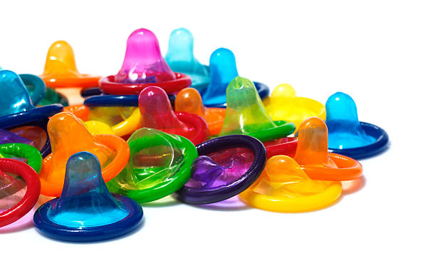 Color condoms stock photo