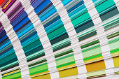 Designer Color palette close-up, guide of paint samples catalog