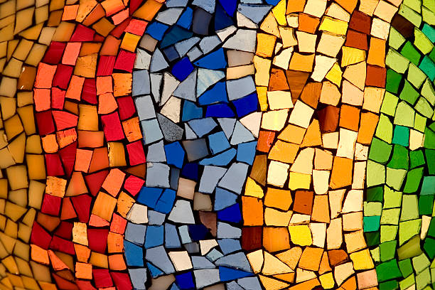 Color tiles mosaic Color tiles pattern lighten from behind. mosaic stock pictures, royalty-free photos & images