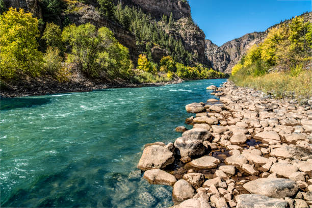 Colorado River in Glenwood Canyon stock photo