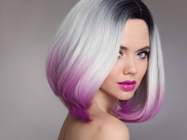 Brown Hair With Purple Highlights Stock Photos Pictures Royalty