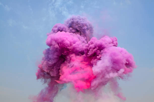 colored smoke colored smoke in the sky chemical reaction stock pictures, royalty-free photos & images
