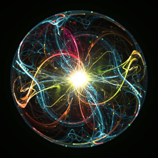Colored sphere with plasma light energy Digitally generated image electron stock pictures, royalty-free photos & images