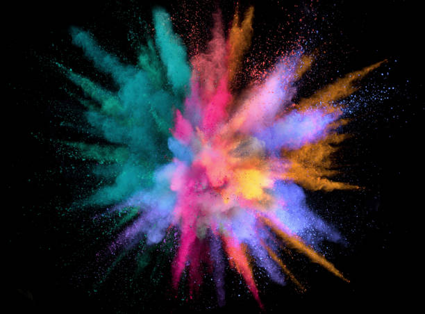 Colorful abstract powder background with color spectrum Colorful abstract powder background with color spectrum, isolated on black background colored powder stock pictures, royalty-free photos & images