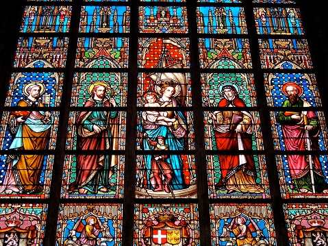 Stained glass Ghent church Belgium