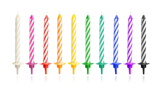 Colorful birthday candles isolated on white background. Celebration party object. ( Clipping path ) Colorful birthday candles isolated on white background. Celebration party object. ( Clipping path ) birthday candle stock pictures, royalty-free photos & images